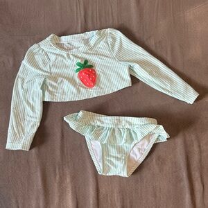 Cat & Jack Green Strawberry Swimsuit Set